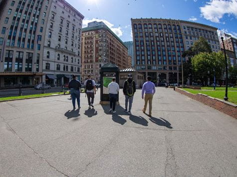 Endicott students walk around Boston